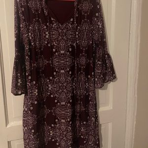 Style & Co women's L dark red patterned dress